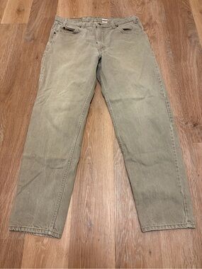 Vintage Levi’s 550 Orange Tab 1995 Beige Green Denim Jeans Relaxed Taper 38x32